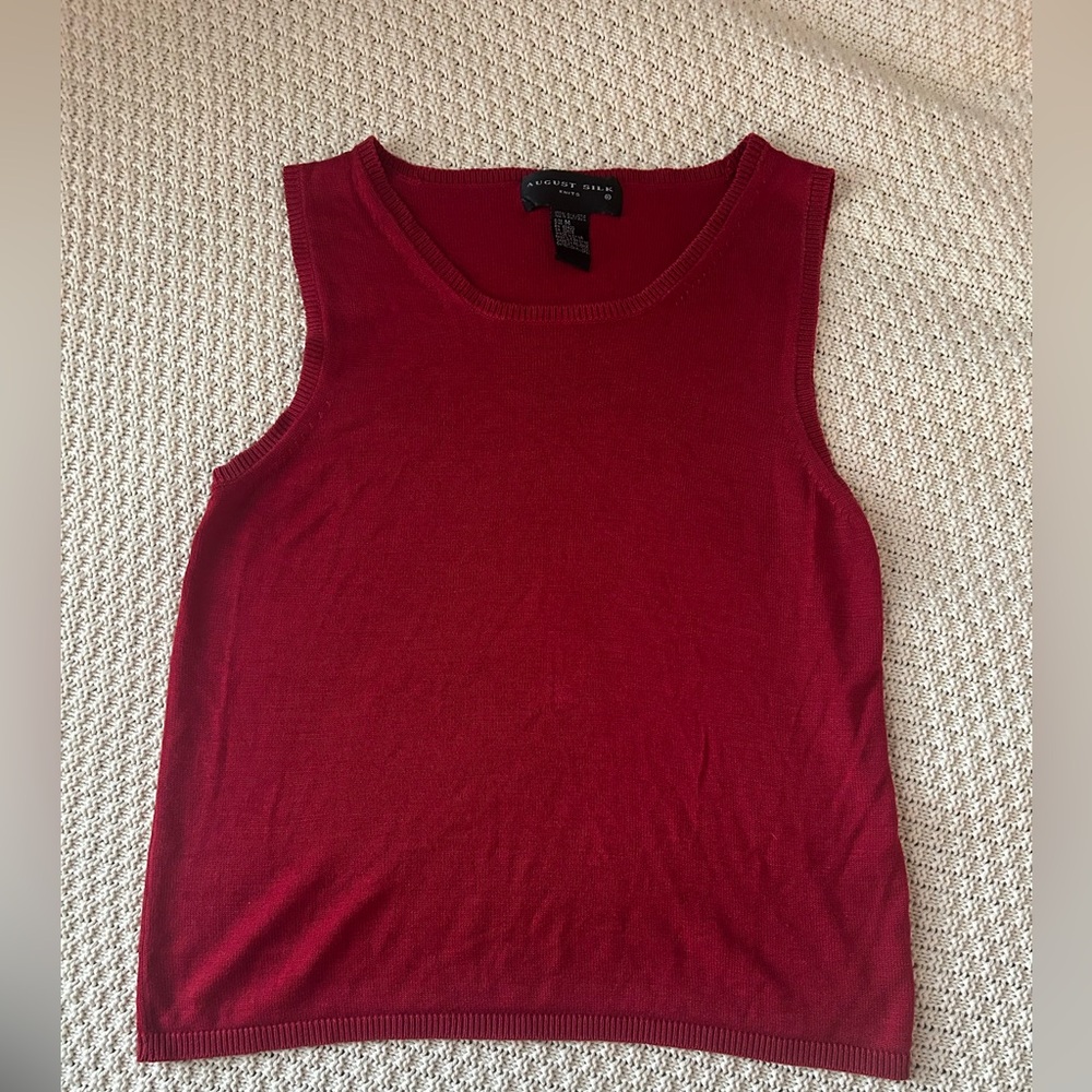 August Silk 100% Silk Red Sleeveless Top
